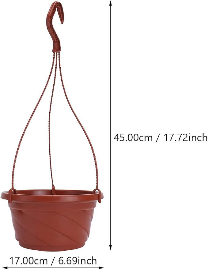 DOITOOL 10 Sets Plastic Hanging Planter Pots Small Hanging Flower Pot, Orchid Pots 6.7 Inch Chain Baskets for Outdoor Indoor Plants and Balcony Decoration (Coffee)
