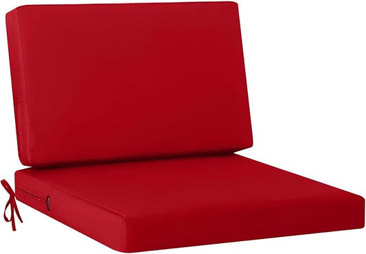 idee-home Outdoor Chair Cushions for Patio Furniture, Outdoor Seat Cushion | Waterproof Hampton Bay Deep Seat Replacement Couch Chair Cushions for Garden Backyard Red 28.5 x 28.5