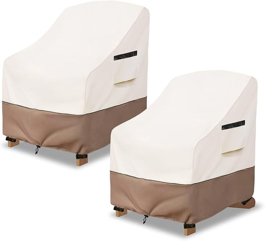 Adirondack Chair Covers Waterproof Heavy Duty Patio Furniture Covers, 30W x 33D x 36H Inches Outdoor Chair Cover 2 Pack (Beige)