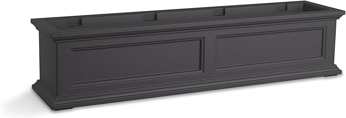 Mayne Fairfield 4ft Window Box, Self Watering Flower Box with Double Wall Design, All Season Fade Resistant Outdoor Window Planter with Steel Mounting Bracket, Graphite Grey
