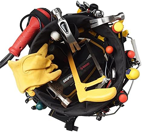 HEEPDD Bucket Tool Organizer, 56 Pockets Caddy Bag for Garden Construction, Carpenter, Electrician, Builder, Black