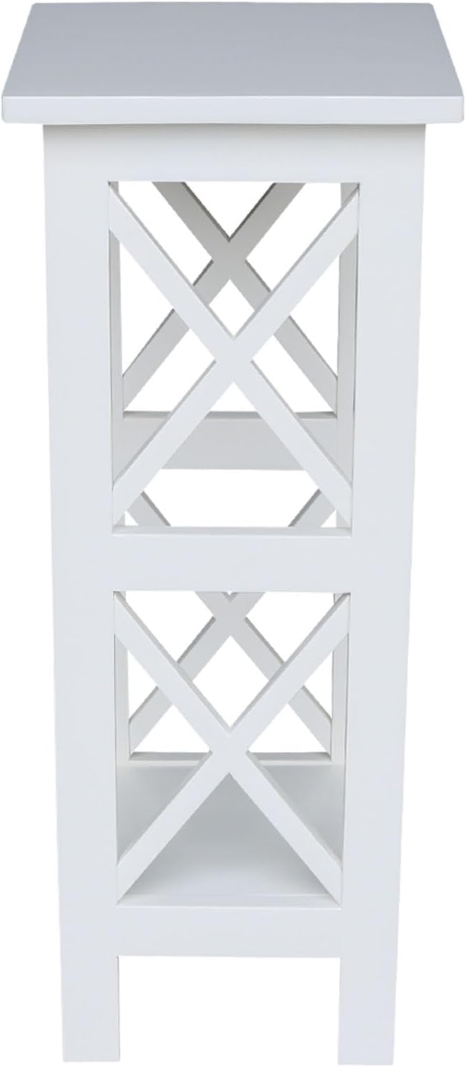 IC International Concepts, 30" X-Sided Plant Stand , Solid Wood, Real Parawood, 12" W x 12" D x 30" H, Easy Assembly, Snow White
