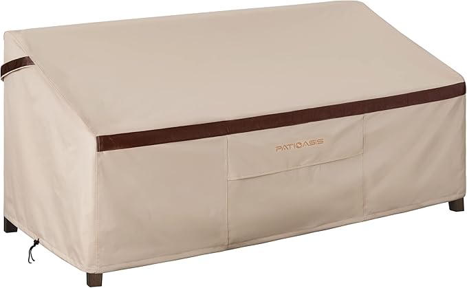 Patio Loveseat Covers Outdoor Furniture Waterproof Garden Deep Sofa Cover 62inch x 38inch x 35inch (L x W x H) Lawn 2-Seater Sofa Covers with Air Vent Beige