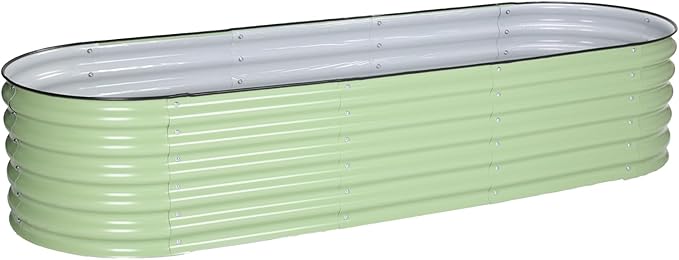 Aoodor 17" Tall Oval Galvanized Raised Garden Bed Kit, 6-in-1 Large Metal Outdoor Planter Box for Vegetables, Flowers, and Herbs, 7.5 x 2.3 x 1.5 Ft, Color