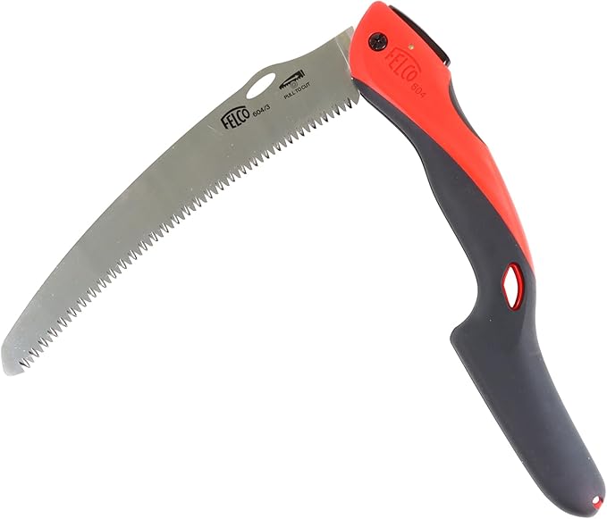 FELCO 604 Folding Pruning Saw –Curved Pull-Stroke Saw for Tree Trimming & Elevated Cut | Tree Branch Cutter | Folding Handsaw with Chrome-Plated 10" Blade, Non-Slip Handle, Blade Lock, Swiss Precision
