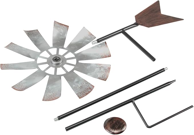 BinaryABC Outdoor Yard Windmill Metal Wind Spinner,Wind Sculptures Spinners Yard Decor Pinwheel,for Garden Yard Lawn Patio Decoration (Natural Color)