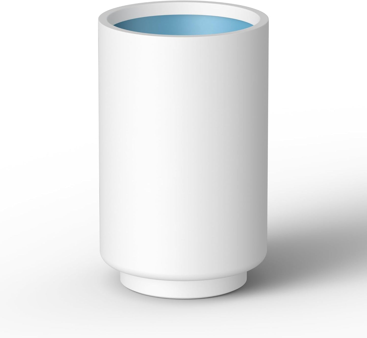 Kante 20.1 Inch Tall Concrete Planter, Round Pedestal Design Garden Pot for Indoor Outdoor Plants, Modern Garden Pot with Drainage Hole, White Finish with Aqua Blue Interior