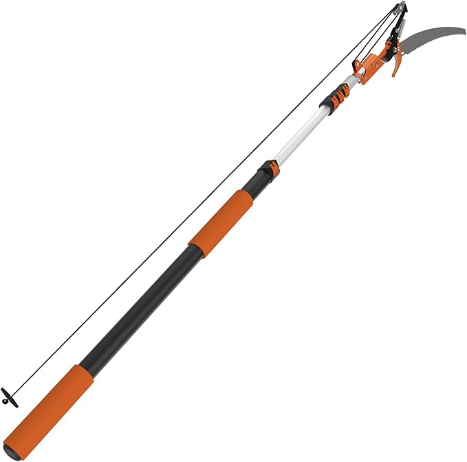 SISUPASSIE 36FT Reach Tree Trimmer, Telescoping Pole Saw with 7-30FT Extension Pole, Manual Tree Pruner Extendable for Yard, Garden, Patios