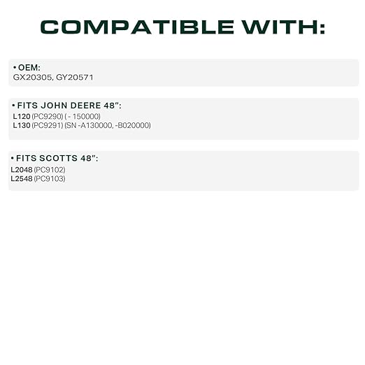 UDC Parts GX20305 Mower Deck Belt Replacement for John Deere 48 Inch L130 L120 GY20571 Scotts L2548 L2048 / Aramid Cord / 139.4 inches