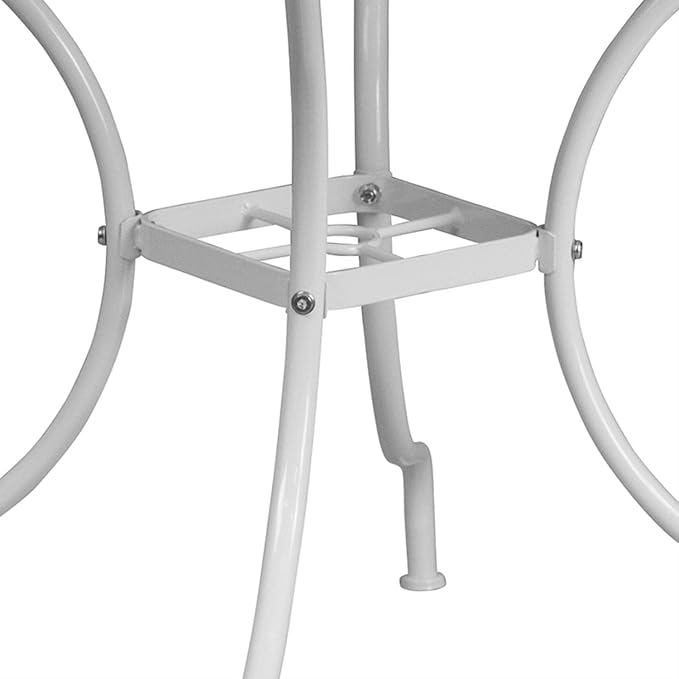 Flash Furniture Oia Commercial Grade 35.5" Square White Indoor-Outdoor Steel Patio Table with Umbrella Hole
