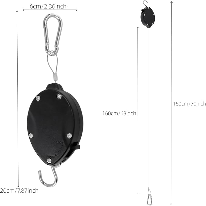 Retractable Plant Hanger Outdoor, Heavy Duty Adjustable Pulley with 63" Stainless Steel Rope, Pull Down Double Hooks for Hanging Baskets, Bird Feeders & Planters(4Pcs)