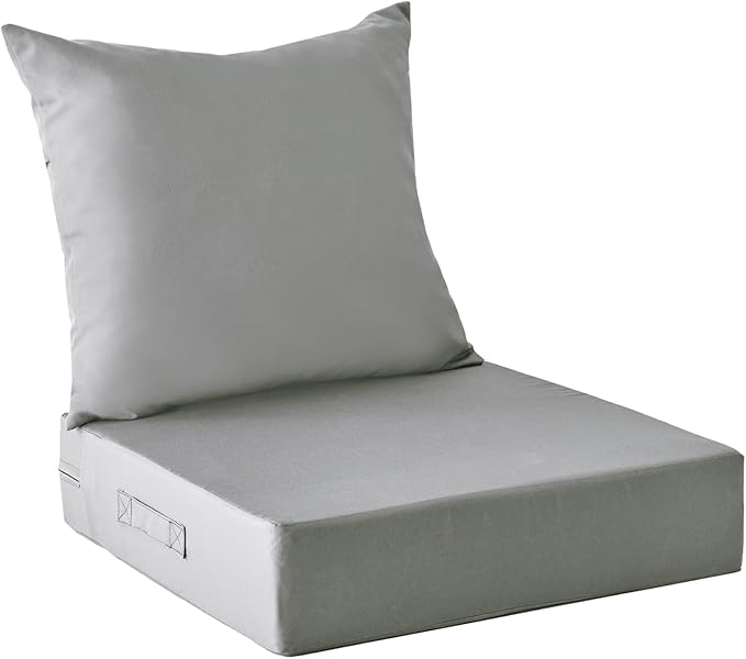 IPYNBAP Outdoor Cushions for Patio Furniture,Outdoor Seat Cushion Set 24 x 24 x 4 Inch,Waterproof & Fade Resistant Outdoor Chair Cushions,Deep Patio Chair Cushion with Removable Cover,Grey