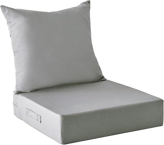 IPYNBAP Outdoor Cushions for Patio Furniture,Outdoor Seat Cushion Set 24 x 24 x 4 Inch,Waterproof & Fade Resistant Outdoor Chair Cushions,Deep Patio Chair Cushion with Removable Cover,Grey
