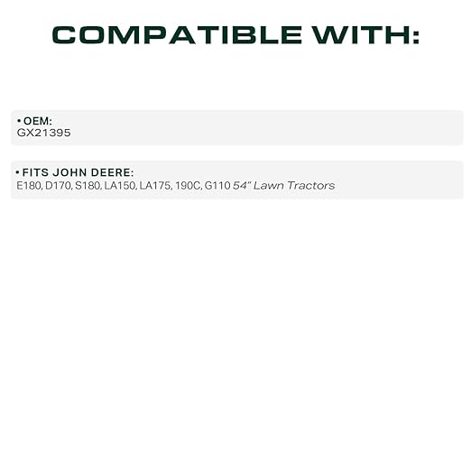 UDC Parts GX21395 Mower Deck Belt Replacement for John Deere S180 D170 E180 LA175 G110 190C LA150 54 Inch Decks/Aramid Cord / 161.4 inches