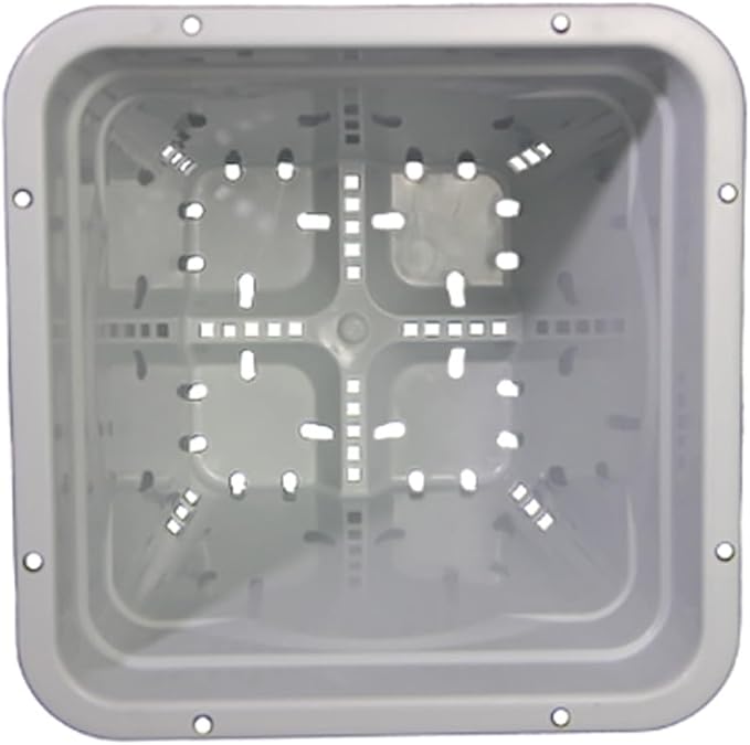 Grayish-White Square Pot Light-Blocking Plastic Planter with Hanging Holes, Hydroponic Side Holes Pot (24, 9"x 9")