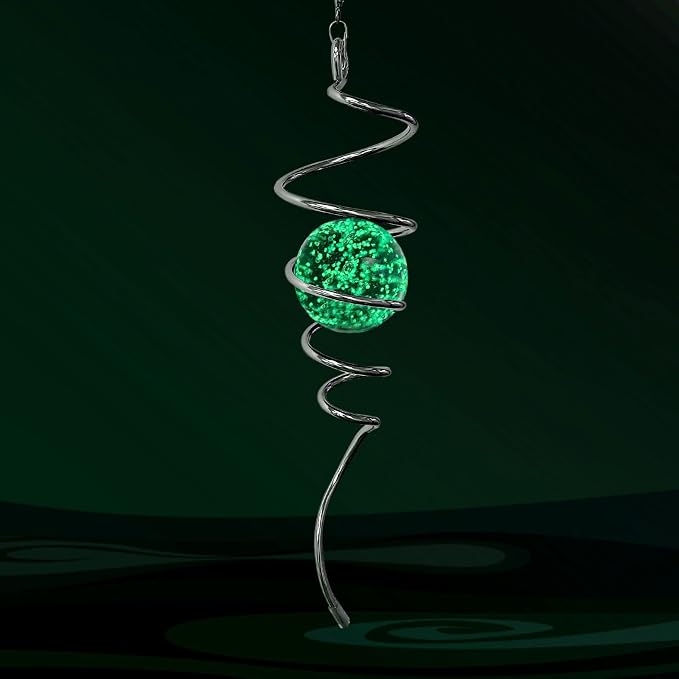 Aoedelyart Glow in The Dark Wind Spinner Tail Gazing Ball Spiral Decorative Spiral Tail Wind Spinner Stabilizer Sun Catcher,Indoor Outdoor Hanging Art Garden Decoration Wind Sculpture Stabilizer-13in
