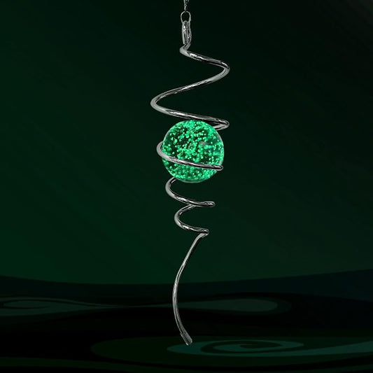 Aoedelyart Glow in The Dark Wind Spinner Tail Gazing Ball Spiral Decorative Spiral Tail Wind Spinner Stabilizer Sun Catcher,Indoor Outdoor Hanging Art Garden Decoration Wind Sculpture Stabilizer-13in