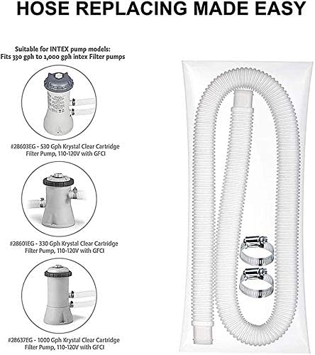 Swimming Pool Replacement Hose,59” Long 1.25" Diameter Filter Pump Hose for Intex Pools,Compatible with Pump Model 607, 637. (4)