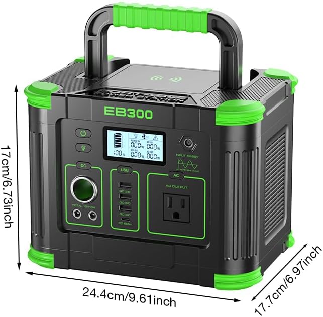 GRECELL 300W Portable Power Station 288Wh Solar Generator with USBC PD 60W, 110V Outlet Perfect for Camping, Outdoor Trips, Home Backup & Travel