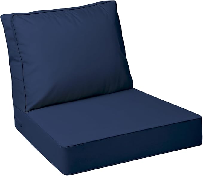 AAAAAcessories Outdoor Deep Seat Cushions with Double Welted Pillow, Waterproof, Fade-Resistant Patio Furniture Replacement Cushions, 23.5" x 25.5" x 5" + 23.5" x 19", Navy Blue