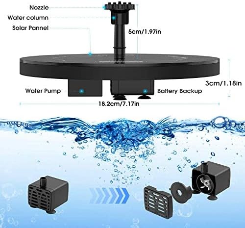AISITIN 3.5W Solar Fountain Pump 2025, Solar Bird Bath Fountain with 6 Nozzles, 7.9'' Solar Floating Water Fountain Pump for Bird Bath, Fish Tank, Pond, Pool, Garden and Outdoor