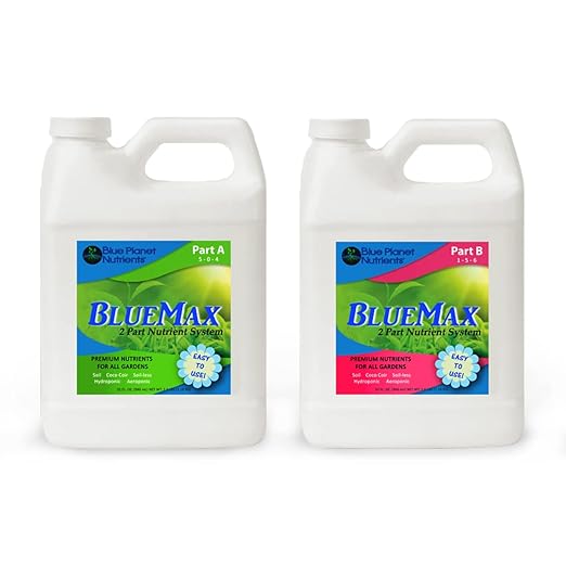 BlueMax Fertilizer Set (32 oz) Quart | Easy to Use Concentrated Plant Food for All Plants & Gardens | Makes Up to 470 Gallons of Ready to Feed | Blue Planet Nutrients