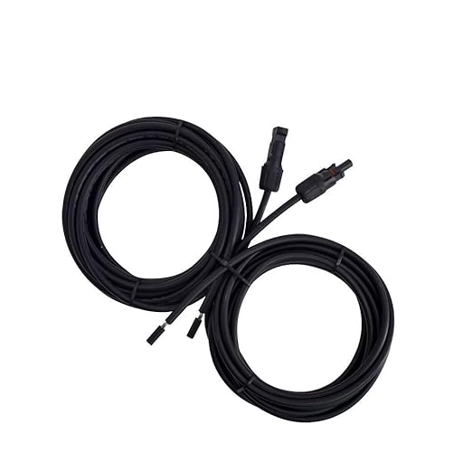 Renogy 20FT 10AWG Solar Adaptor Wire Extension Cables with Female and Male Connector, 20FT 10AWG, a Pair,Black