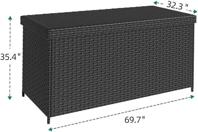 YITAHOME 260 Gallon Wicker Deck Box, XXL All-Weather Outdoor Storage Box, Extra Large Rattan Storage Bin for Patio Furniture, Outdoor Cushions, Pool Storage and Garden Tools (Black)