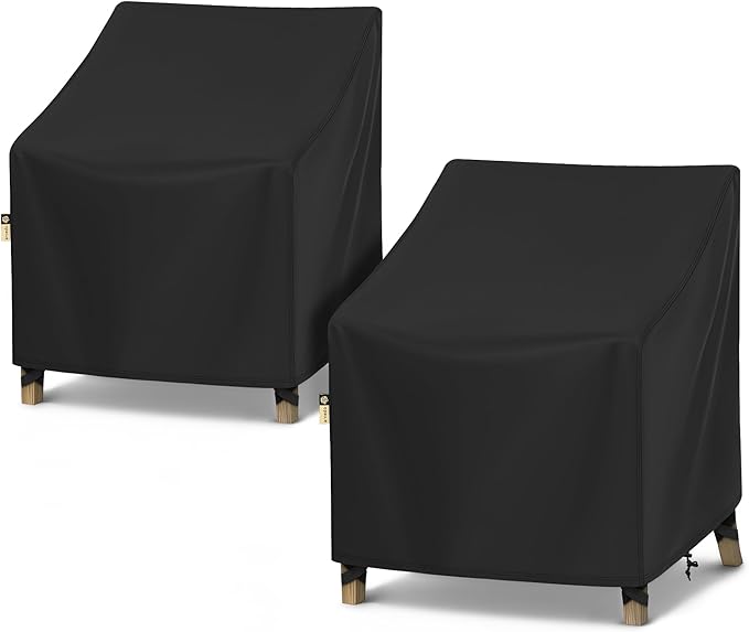 Arcedo Outdoor Chair Covers Waterproof 2 Pack, Patio Lawn Arm Lounge Chair Cover for Outdoor Furniture All Weather Protection - 35" W x 38" D x 31" H, Black