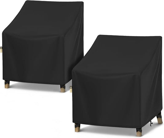 Arcedo Outdoor Chair Covers Waterproof 2 Pack, Patio Lawn Arm Lounge Chair Cover for Outdoor Furniture All Weather Protection - 35" W x 38" D x 31" H, Black