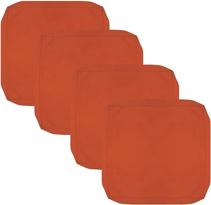 FLYMEI Patio Cushion Covers 18x18x2 Waterproof Outdoor Cushion Cover Replacement 4Packs Outdoor Seat Cushion Slipcover for Rattan Chair Sofa, Spice