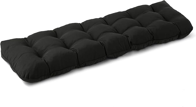 IPYNBAP Outdoor Bench Cushion, 48x18x5 Inch, Waterproof Bench Cushion for Outdoor/Indoor Furniture, Tufted Patio Bench Seat Cushion, Fade Resistant Outdoor Cushions for Porch Swing Couch, Black