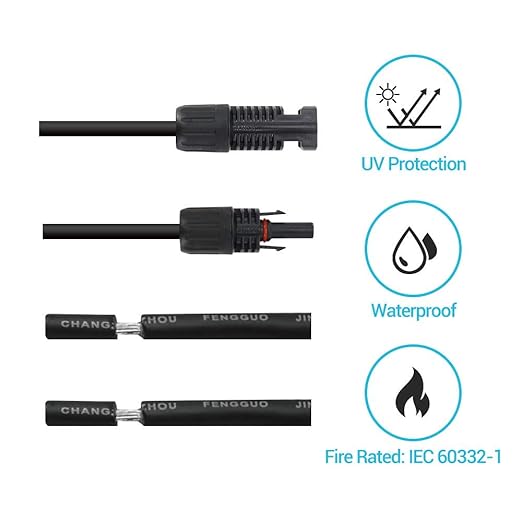 Renogy 40FT 10AWG Male&Female Extension Cables Solar Panel and Controller Connector Adaptor Wire, 40FT 10AWG, Black