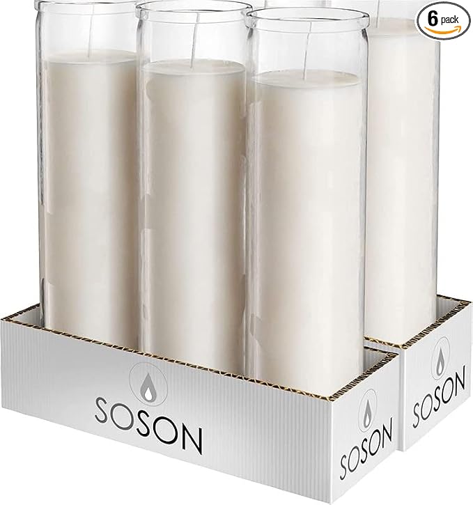 Simply Soson Citronella Candle - Citronella Scented Devotional Glass Jar Candles Ivory - 2x8 inch - 6 Pack - Outside Candles for Garden Yard Balcony, Summer Camping