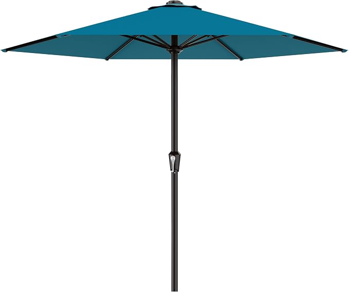 AreShark 11 FT Patio Umbrella for Outdoor, Outdoor Table Umbrella with Push Button Tilt and Crank, Outdoor Patio Umbrellas with 6 Sturdy Ribs, Patio Umbrellas for Market, Garden, Pool (Lake Blue)