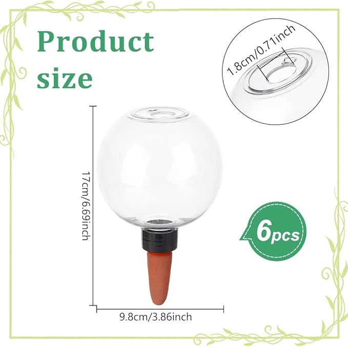 NBEADS 6 Pcs Plant Watering Globes with Covers, Automatic Watering Bulbs Garden Water Device Self-Filling Planter Insert for Indoor Outdoor Plants