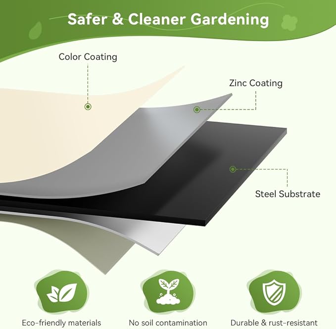 COMHOMA 2 Pack Round Raised Garden Bed 2x2x1ft,Galvanized Metal Planter Box Kit for Outdoor Gardening,Vegetable Flower Herb Growing Beds with Gloves Tools,White