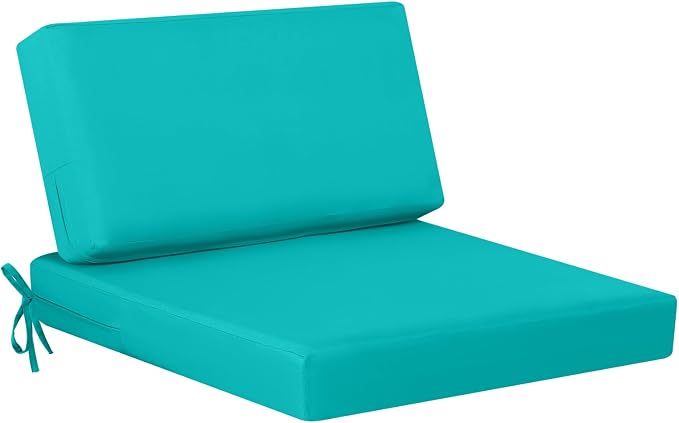 idee-home Outdoor Chair Cushions for Patio Furniture, Outdoor Seat Cushion | Waterproof Hampton Bay Deep Seat Replacement Couch Chair Cushions for Garden Backyard Blue 26.5 x 26.5