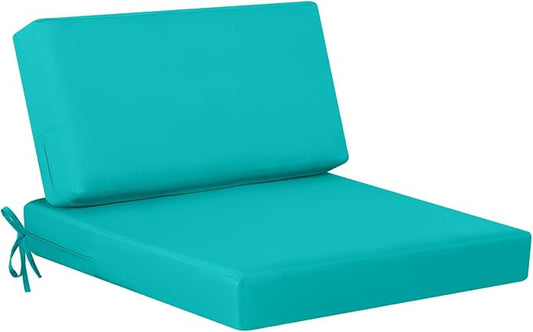 idee-home Outdoor Chair Cushions for Patio Furniture, Outdoor Seat Cushion | Waterproof Hampton Bay Deep Seat Replacement Couch Chair Cushions for Garden Backyard Blue 26.5 x 26.5