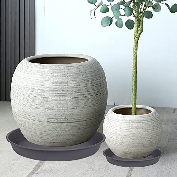 6 Pack of 7 inch Plant Saucer, Heavy Duty Plastic Plant Water Tray 7 inch Round, Flower Plant Saucers for Indoors No Holes, Plant Dishes Saucer for Planter 7"/8" (7", Cement)
