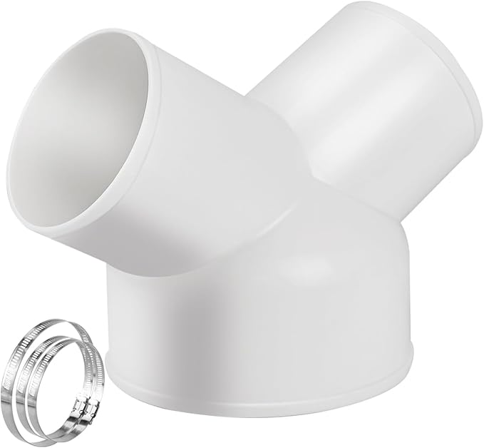 Enenes Duct Splitter Reducer, 3 Way Duct Connector for Exhaust Fan Dryer Vent Hose 6 Inch to 4 Inch to 4 Inch Dia Come With 3 Pieces Stainless Steel Hose Clamps (6 Inch-4 inch - 4 Inch)
