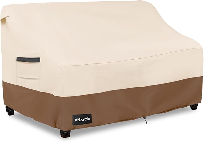 ANartcle 3-Seater Patio Sofa Cover,76W x 32.5D x 33H Inches Outdoor Couch Cover,100% Waterproof Heavy Duty Patio Sofa Covers,Patio Furniture Covers,Beige&Brown