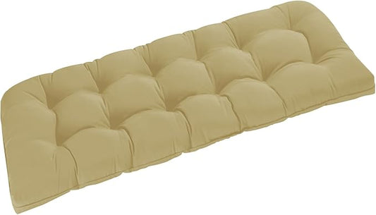downluxe Outdoor Bench Cushion for Patio Furniture, Water Resistant Tufted Overstuffed Porch Swing Cushions, Thick Outdoor Loveseat Cushions, 59" x 18" x 5", Khaki, Set of 1