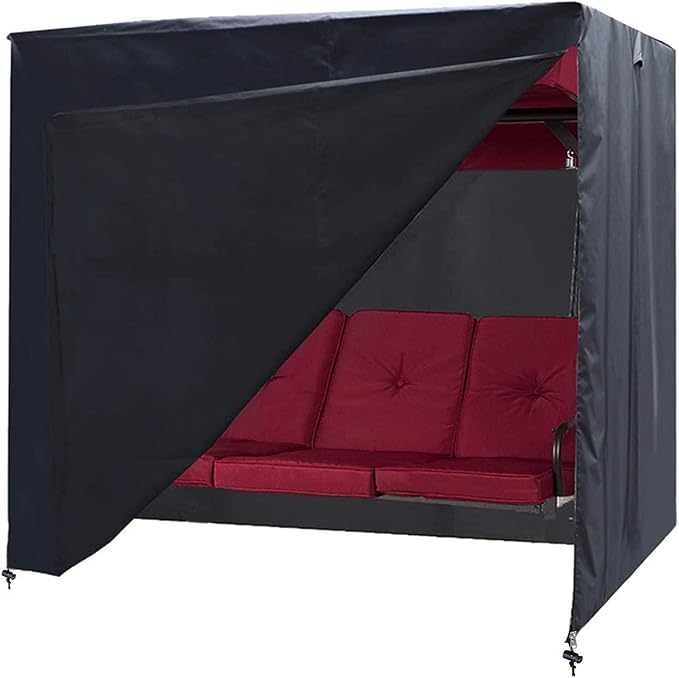 Outdoor Swing Cover 3 Triple Seater Garden Swing Cover Garden Hammock Glider Chair Cover Patio Furniture Cover UV Resistant Swing Cover All Weather Protection(77x53x67inch) Black