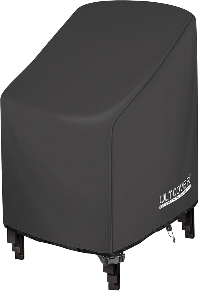 ULTCOVER Stackable Patio Chair Cover – Waterproof Outdoor Stack of Chairs Cover Fits Up to 26W x 30D x 45H inches, Balck
