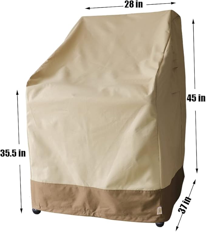 Patio Stackable Chairs Cover - Durable and Waterproof Large Outdoor Stacking Chairs Cover, Fits Stack of up to 8 Chairs