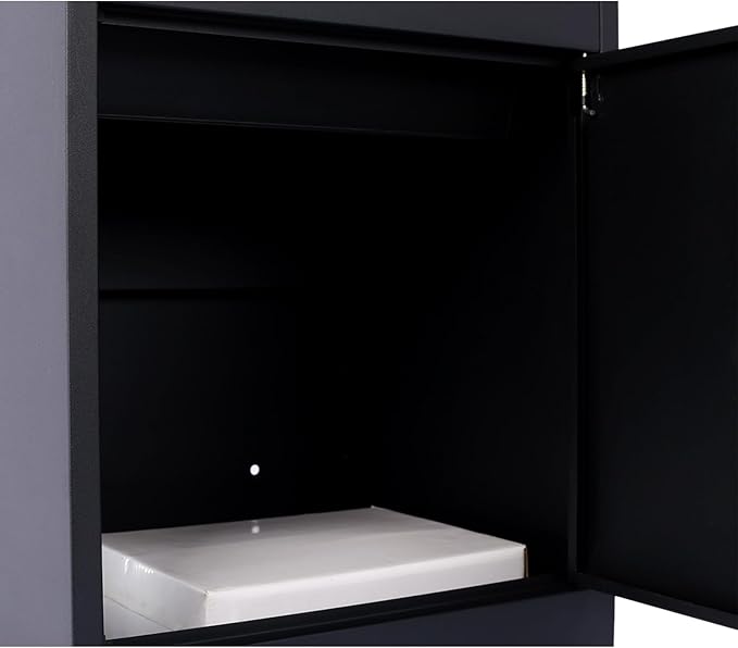 Package Delivery Box for Outside, Deck Boxes Outdoor Extra Large Mailbox Lockable Package Lock Box Steel Outdoor Package Box for Porch, 22.8"x17.3"x14.2" black