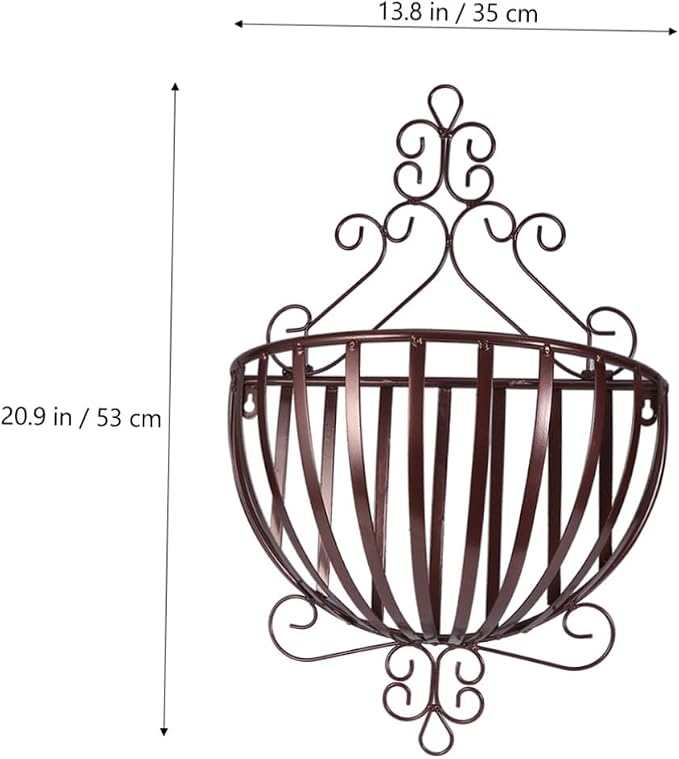 GANAZONO Railing Planters Outdoor Balcony Metal Wall Planter Basket Hanging Plant Basket Holder Half Round Hanging Baskets for Porch Balcony Fence Decor Bronze