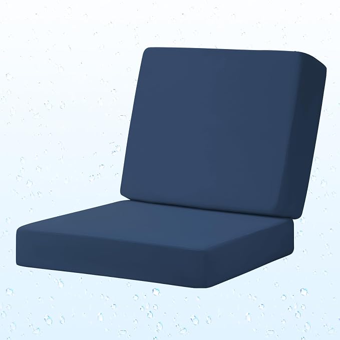 Deep Seat Patio Cushions Set, 19x19 Inch Waterproof & Fade Resistant Outdoor Chair Cushions, Thick Padded Replacement Sofa Cushions for Garden Yard Furniture