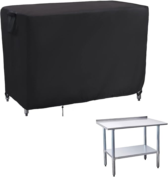 Kingling Outdoor Prep Table Covers, Waterproof Stainless Steel Table Cover Metal Table Cover Protection for Patio Kitchen Prep/Work Tables - 60''L x 30''W x 34''H
